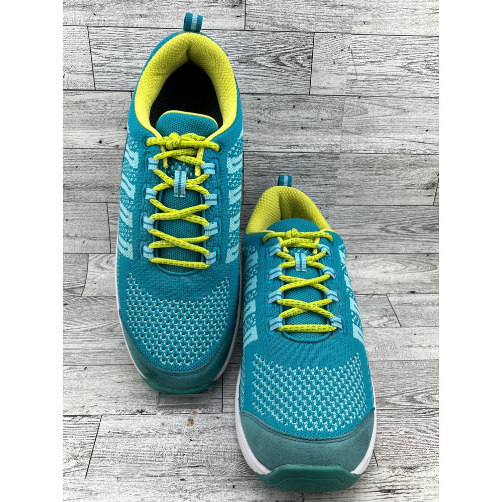 Orthofeet Coral 986 Women Teal Lime Stretch Knit Orthotic Walking Shoes Sz 10.5B